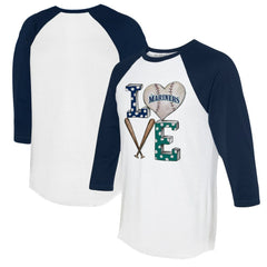 MLB Seattle Mariners Tiny Turnip Women's Baseball Love Raglan 3/4-Sleeve T-Shirt