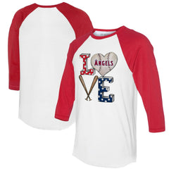 MLB Los Angeles Angels Tiny Turnip Women's Baseball Love Raglan 3/4-Sleeve T-Shirt
