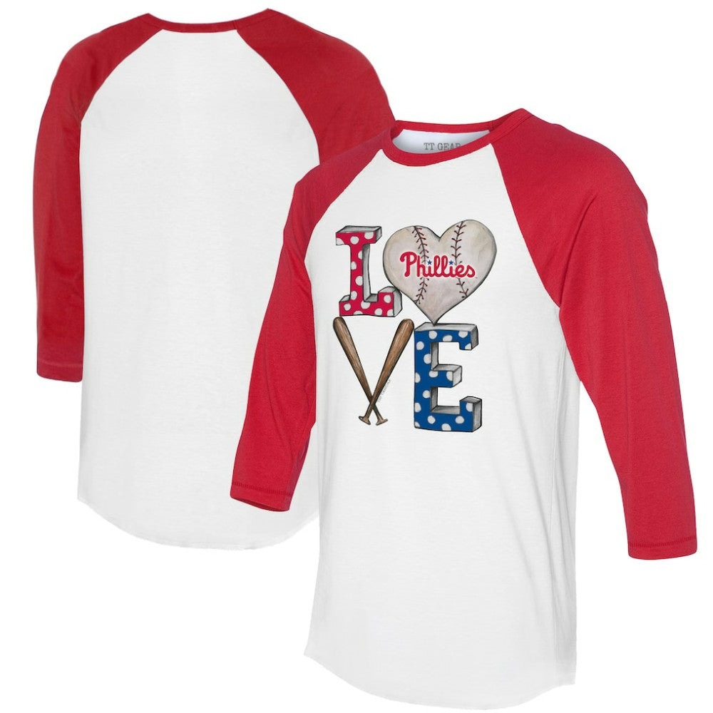MLB Philadelphia Phillies Tiny Turnip Women's Baseball Love Raglan 3/4-Sleeve T-Shirt