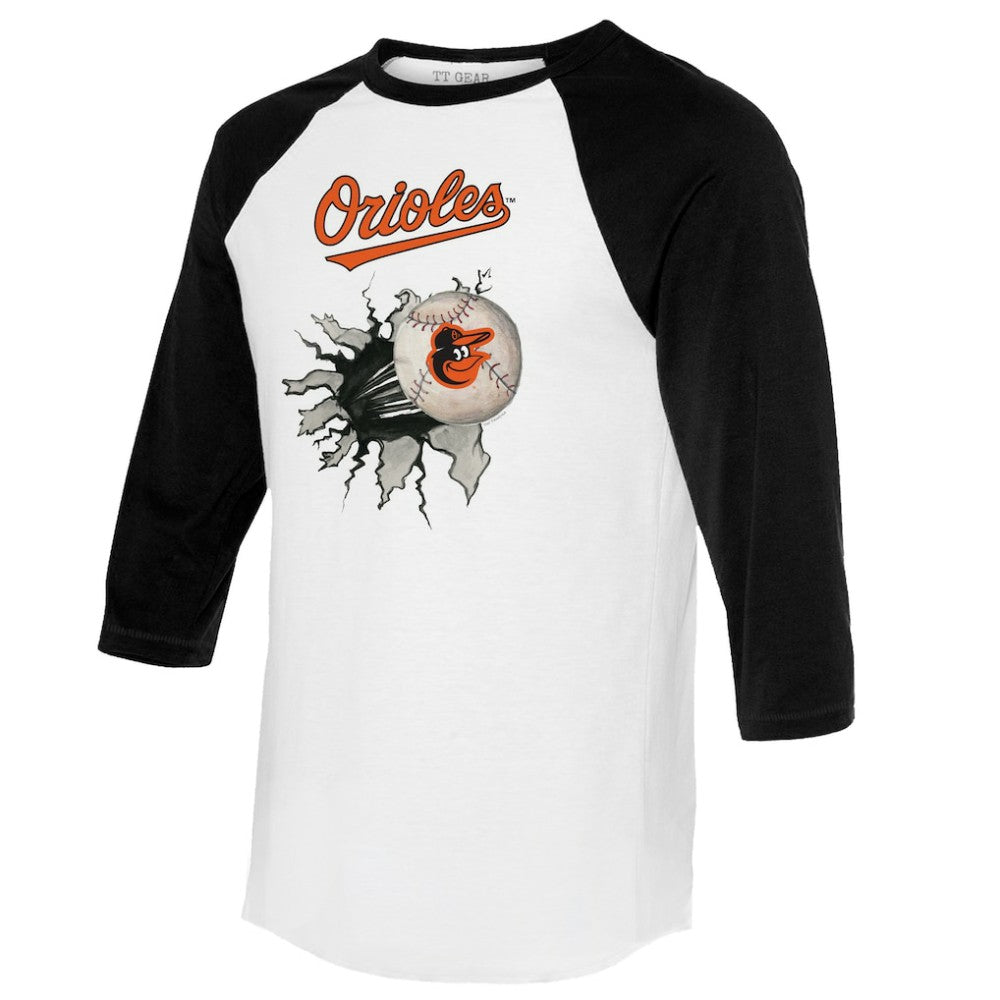MLB Baltimore Orioles Tiny Turnip Women's Baseball Tear 3/4-Sleeve Raglan T-Shirt