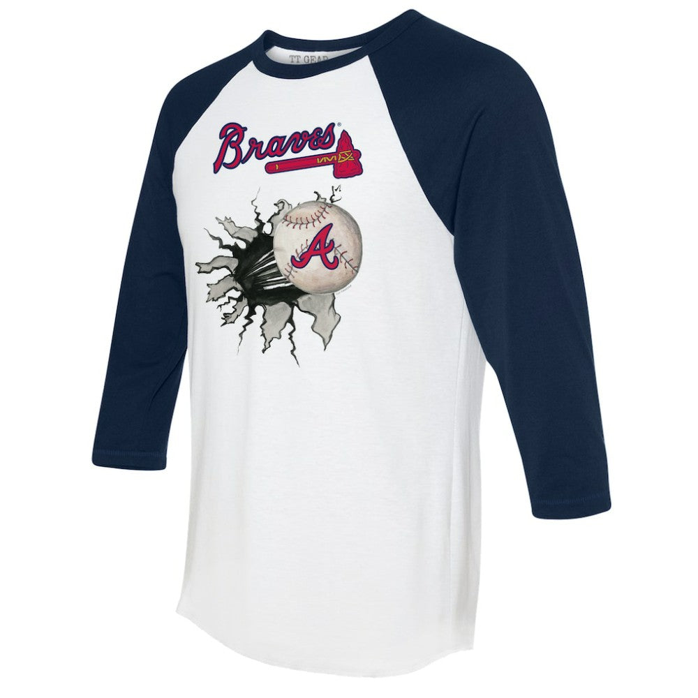 MLB Atlanta Braves Tiny Turnip Women's Baseball Tear 3/4-Sleeve Raglan T-Shirt