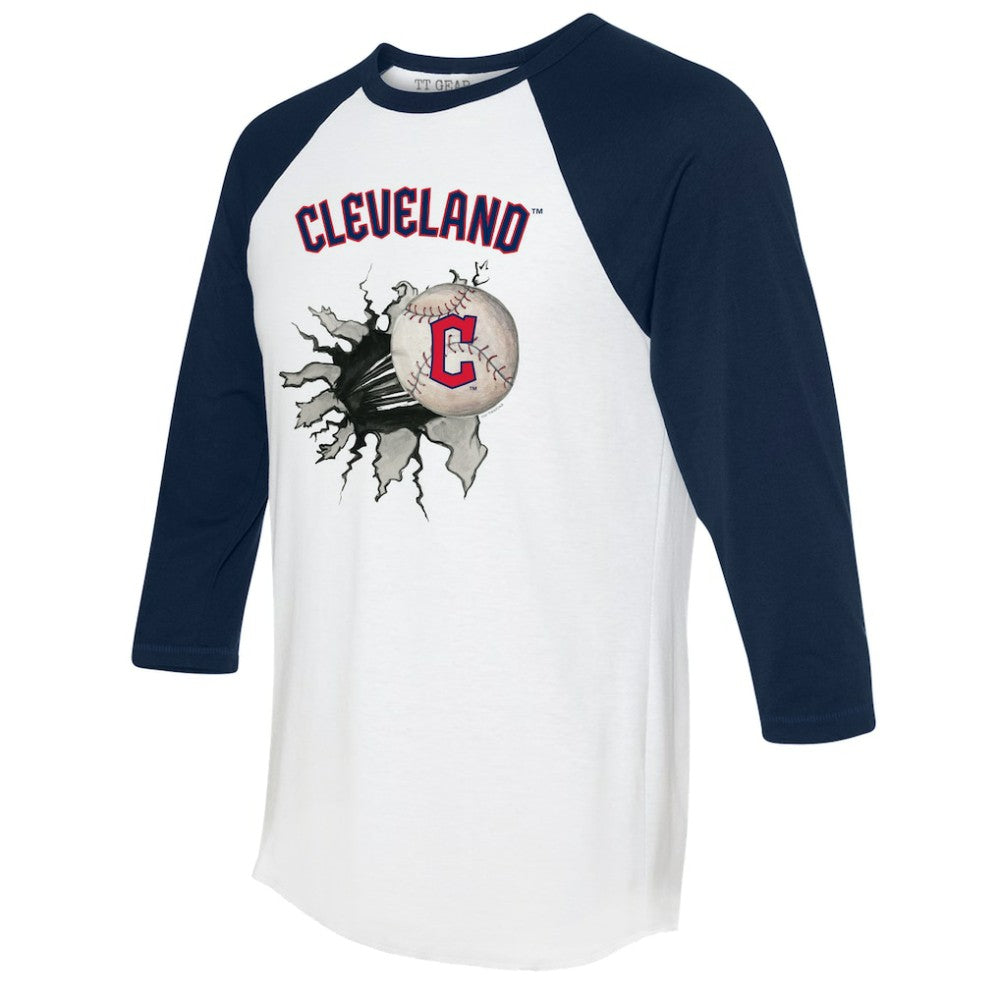 MLB Cleveland Guardians Tiny Turnip Women's Baseball Tear 3/4-Sleeve Raglan T-Shirt