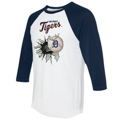 MLB Detroit Tigers Tiny Turnip Women's Baseball Tear 3/4-Sleeve Raglan T-Shirt