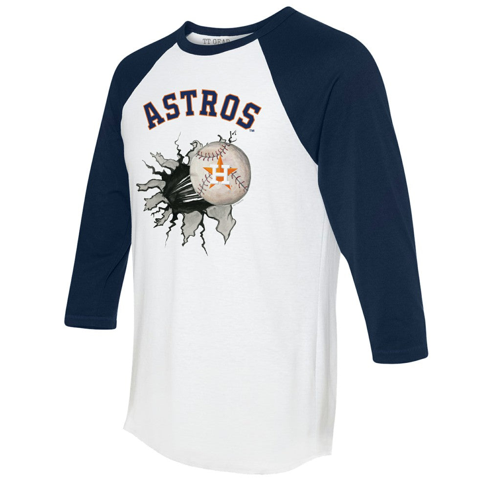 MLB Houston Astros Tiny Turnip Women's Baseball Tear 3/4-Sleeve Raglan T-Shirt