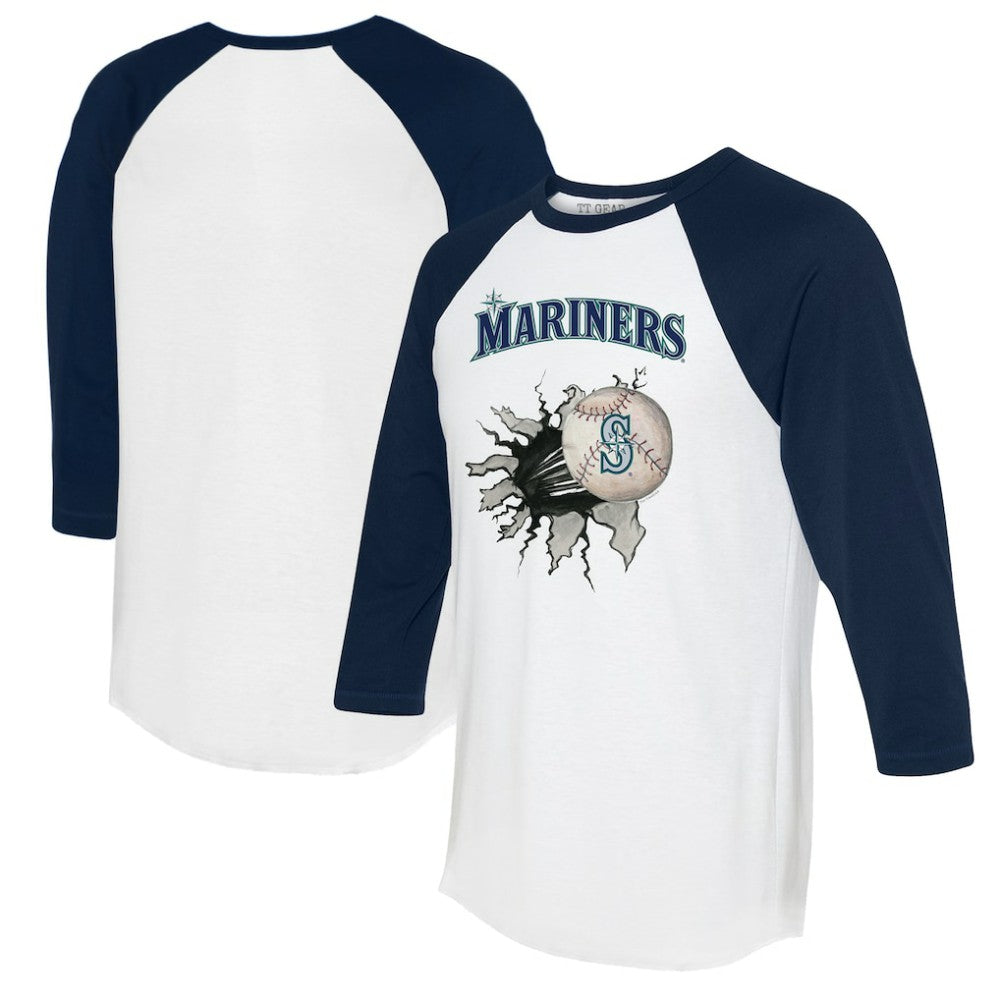 MLB Seattle Mariners Tiny Turnip Women's Baseball Tear 3/4-Sleeve Raglan T-Shirt