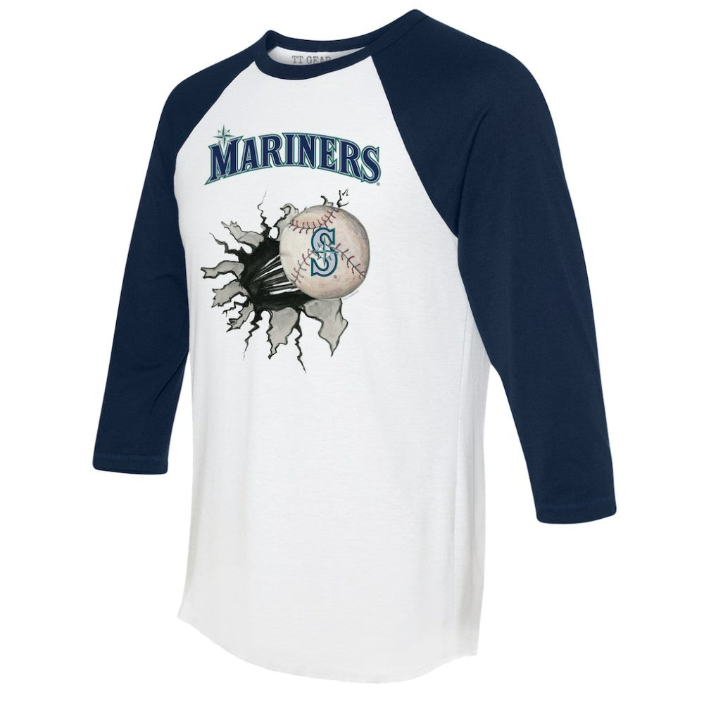 MLB Seattle Mariners Tiny Turnip Women's Baseball Tear 3/4-Sleeve Raglan T-Shirt