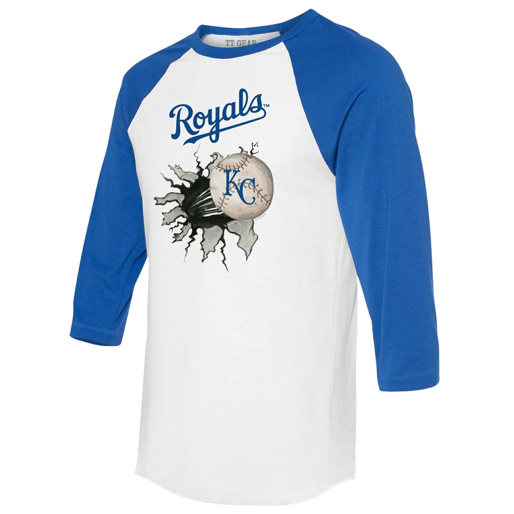 MLB Kansas City Royals Tiny Turnip Women's Baseball Tear 3/4-Sleeve Raglan T-Shirt