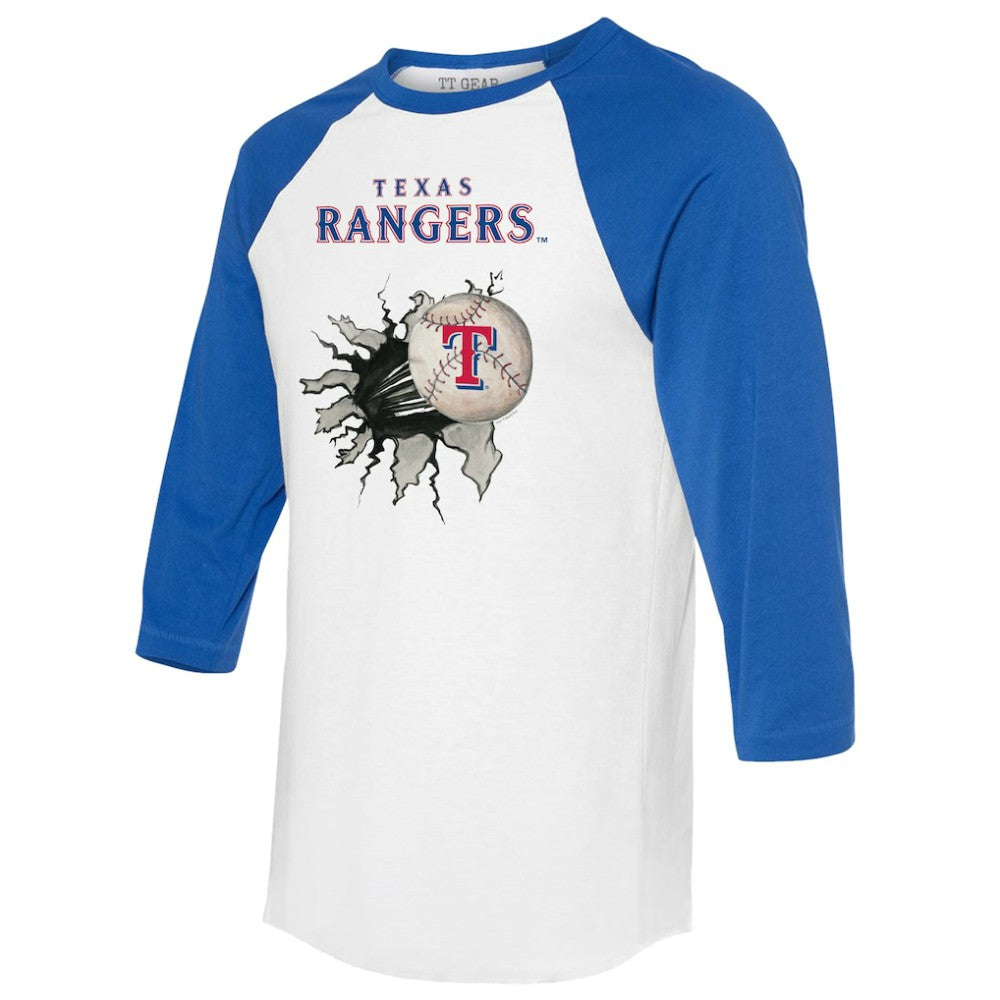 MLB Texas Rangers Tiny Turnip Women's Baseball Tear 3/4-Sleeve Raglan T-Shirt
