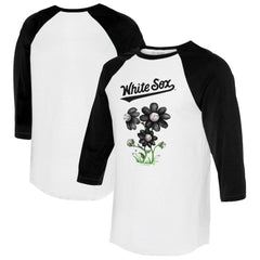 MLB Chicago White Sox Tiny Turnip Women's Blooming Baseballs 3/4-Sleeve Raglan T-Shirt