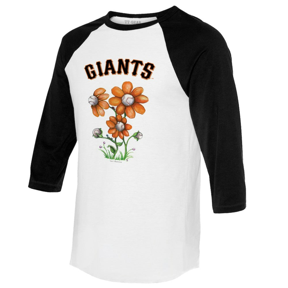 MLB San Francisco Giants Tiny Turnip Women's Blooming Baseballs 3/4-Sleeve Raglan T-Shirt