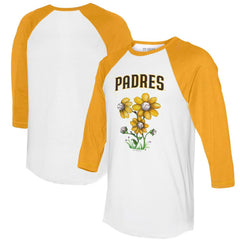 MLB San Diego Padres Tiny Turnip Women's Blooming Baseballs 3/4-Sleeve Raglan T-Shirt