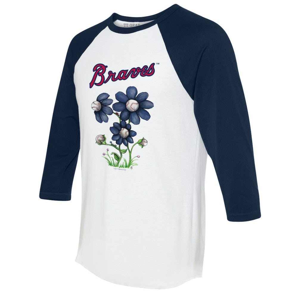 MLB Atlanta Braves Tiny Turnip Women's Blooming Baseballs 3/4-Sleeve Raglan T-Shirt