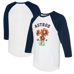 MLB Houston Astros Tiny Turnip Women's Blooming Baseballs 3/4-Sleeve Raglan T-Shirt