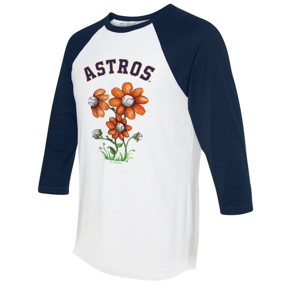 MLB Houston Astros Tiny Turnip Women's Blooming Baseballs 3/4-Sleeve Raglan T-Shirt