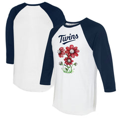 MLB Minnesota Twins Tiny Turnip Women's Blooming Baseballs 3/4-Sleeve Raglan T-Shirt