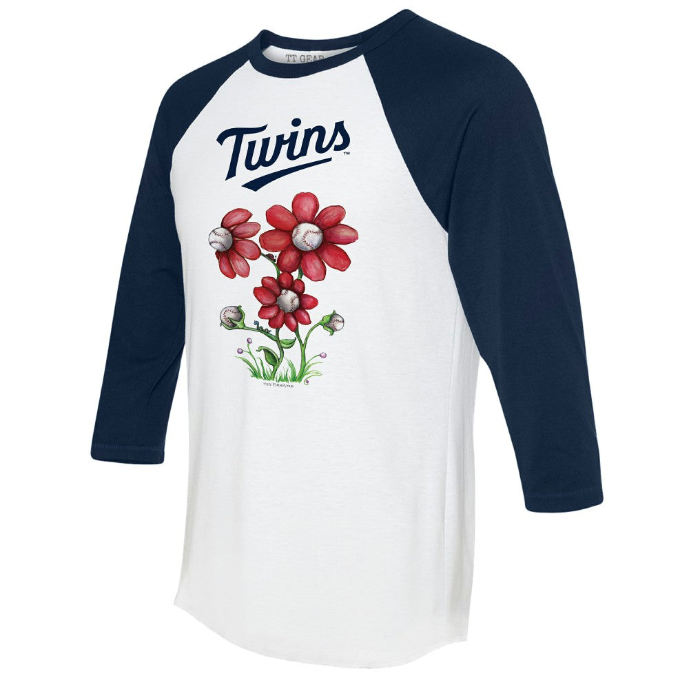 MLB Minnesota Twins Tiny Turnip Women's Blooming Baseballs 3/4-Sleeve Raglan T-Shirt