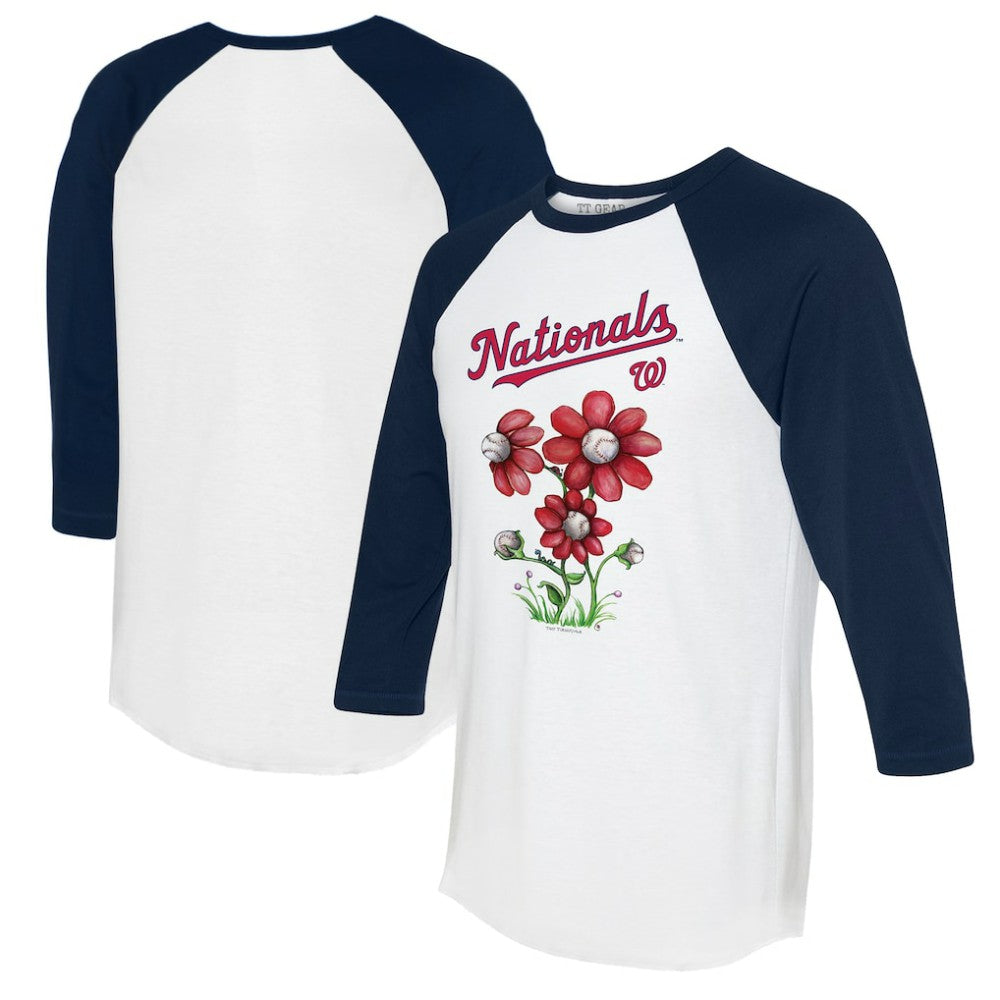 MLB Washington Nationals Tiny Turnip Women's Blooming Baseballs 3/4-Sleeve Raglan T-Shirt