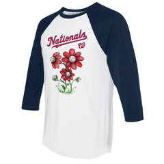 MLB Washington Nationals Tiny Turnip Women's Blooming Baseballs 3/4-Sleeve Raglan T-Shirt