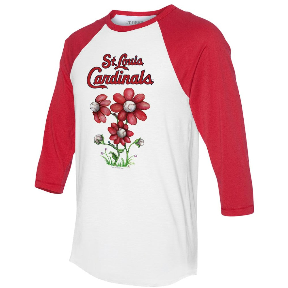 MLB St. Louis Cardinals Tiny Turnip Women's Blooming Baseballs 3/4-Sleeve Raglan T-Shirt