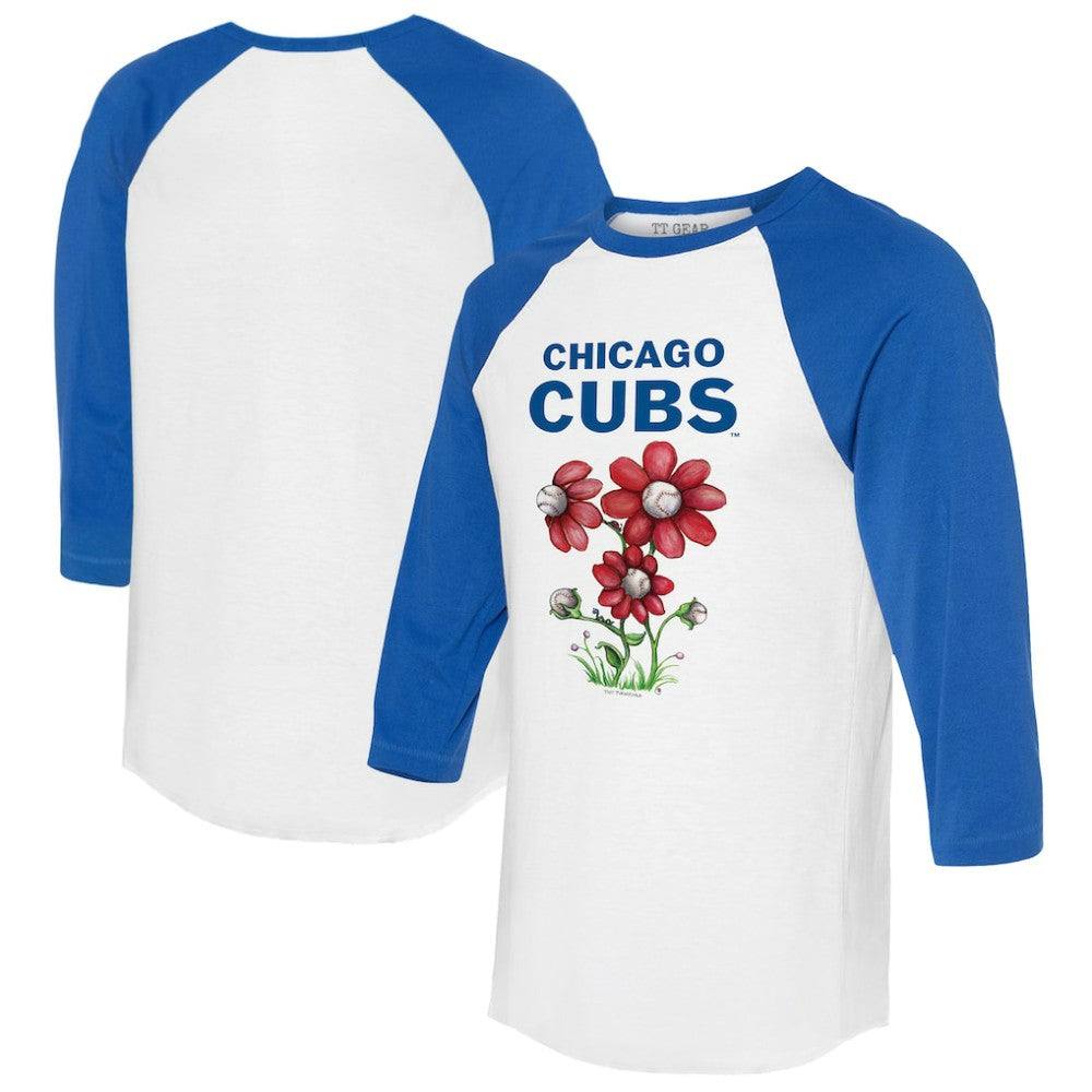 MLB Chicago Cubs Tiny Turnip Women's Blooming Baseballs 3/4-Sleeve Raglan T-Shirt