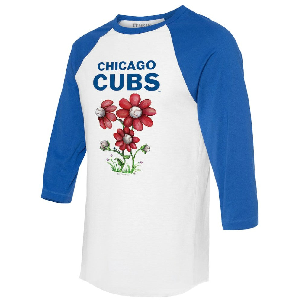 MLB Chicago Cubs Tiny Turnip Women's Blooming Baseballs 3/4-Sleeve Raglan T-Shirt