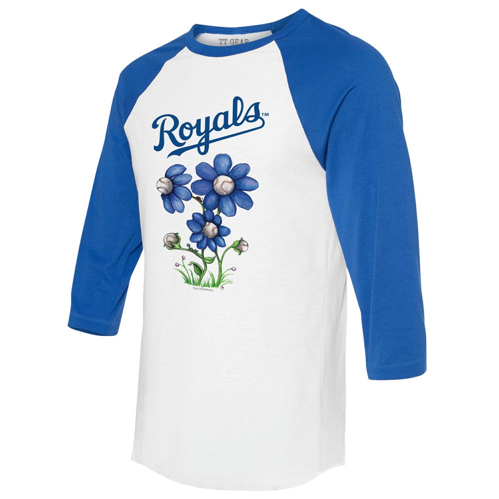 MLB Kansas City Royals Tiny Turnip Women's Blooming Baseballs 3/4-Sleeve Raglan T-Shirt