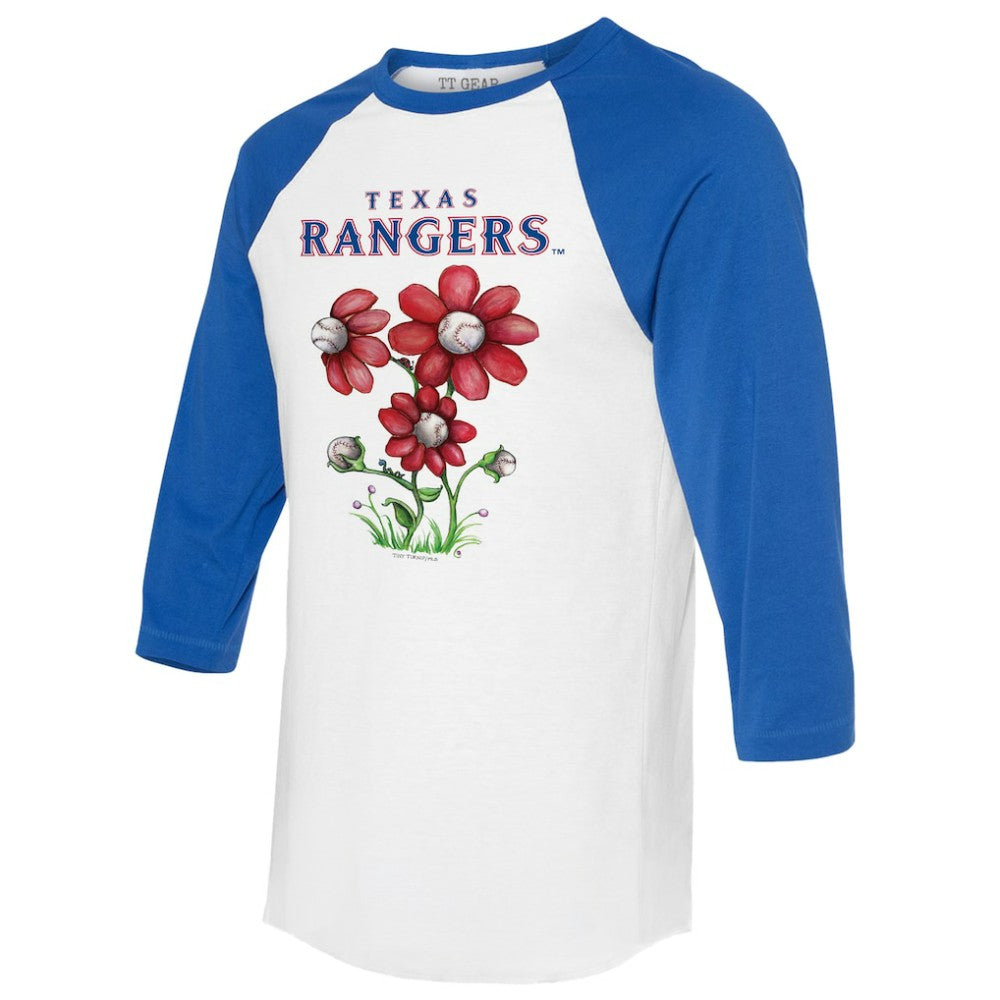 MLB Texas Rangers Tiny Turnip Women's Blooming Baseballs 3/4-Sleeve Raglan T-Shirt