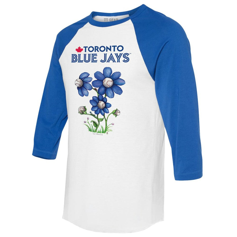 MLB Toronto Blue Jays Tiny Turnip Women's Blooming Baseballs 3/4-Sleeve Raglan T-Shirt