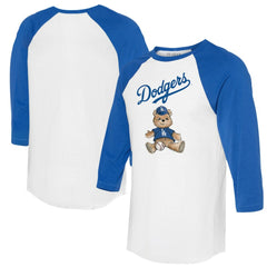 MLB Los Angeles Dodgers Tiny Turnip Women's Teddy Boy 3/4-Sleeve Raglan T-Shirt