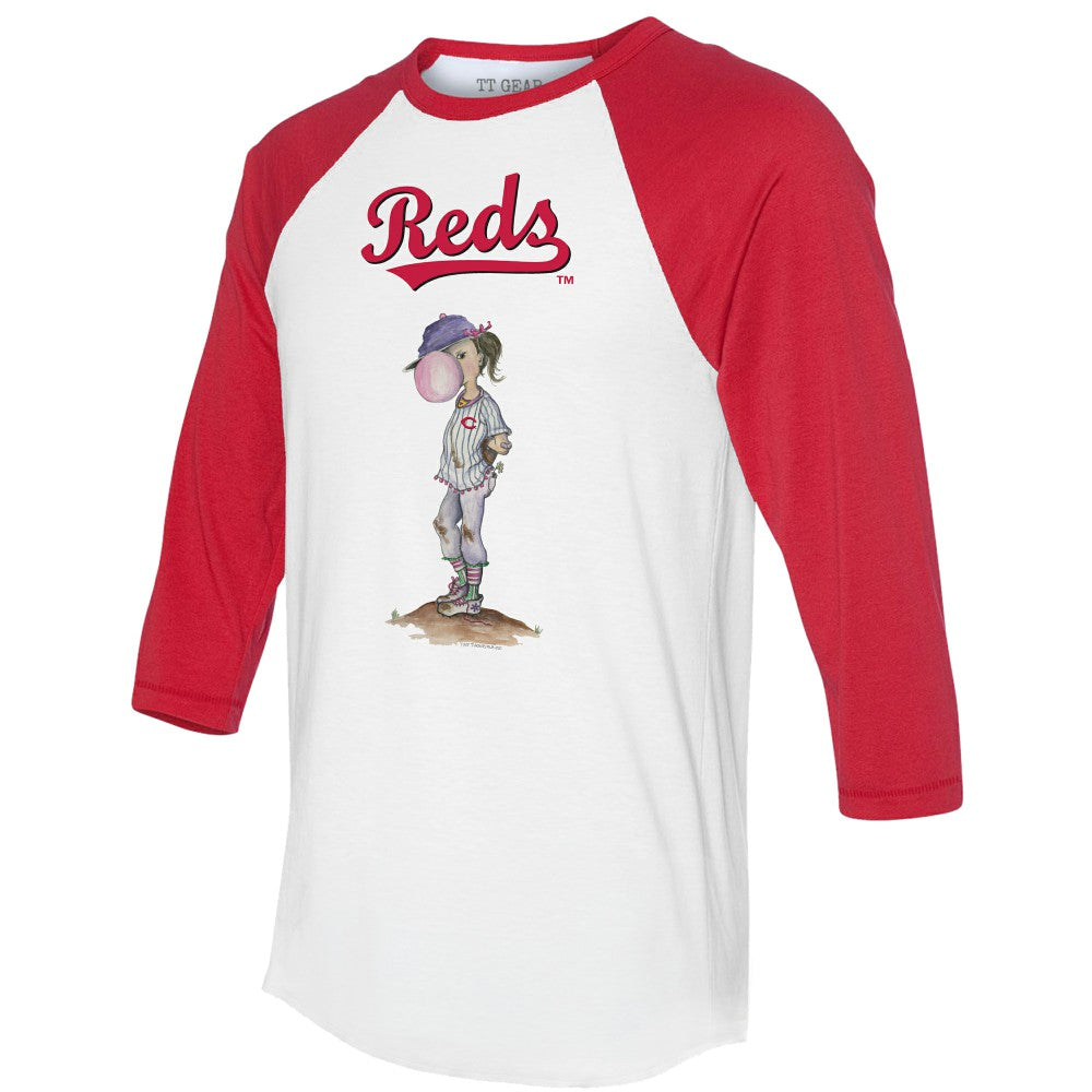 MLB Cincinnati Reds Tiny Turnip Women's Bubbles 3/4-Sleeve Raglan T-Shirt