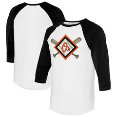 MLB Baltimore Orioles Tiny Turnip Women's Diamond Cross Bats 3/4-Sleeve Raglan T-Shirt