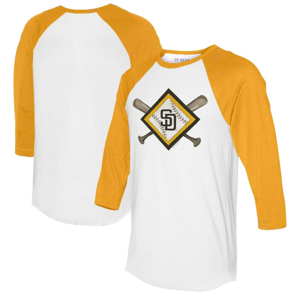 MLB San Diego Padres Tiny Turnip Women's Diamond Cross Bats 3/4-Sleeve Raglan T-Shirt
