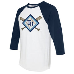 MLB Tampa Bay Rays Tiny Turnip Women's Diamond Cross Bats 3/4-Sleeve Raglan T-Shirt