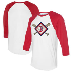 MLB Boston Red Sox Tiny Turnip Women's Diamond Cross Bats 3/4-Sleeve Raglan T-Shirt
