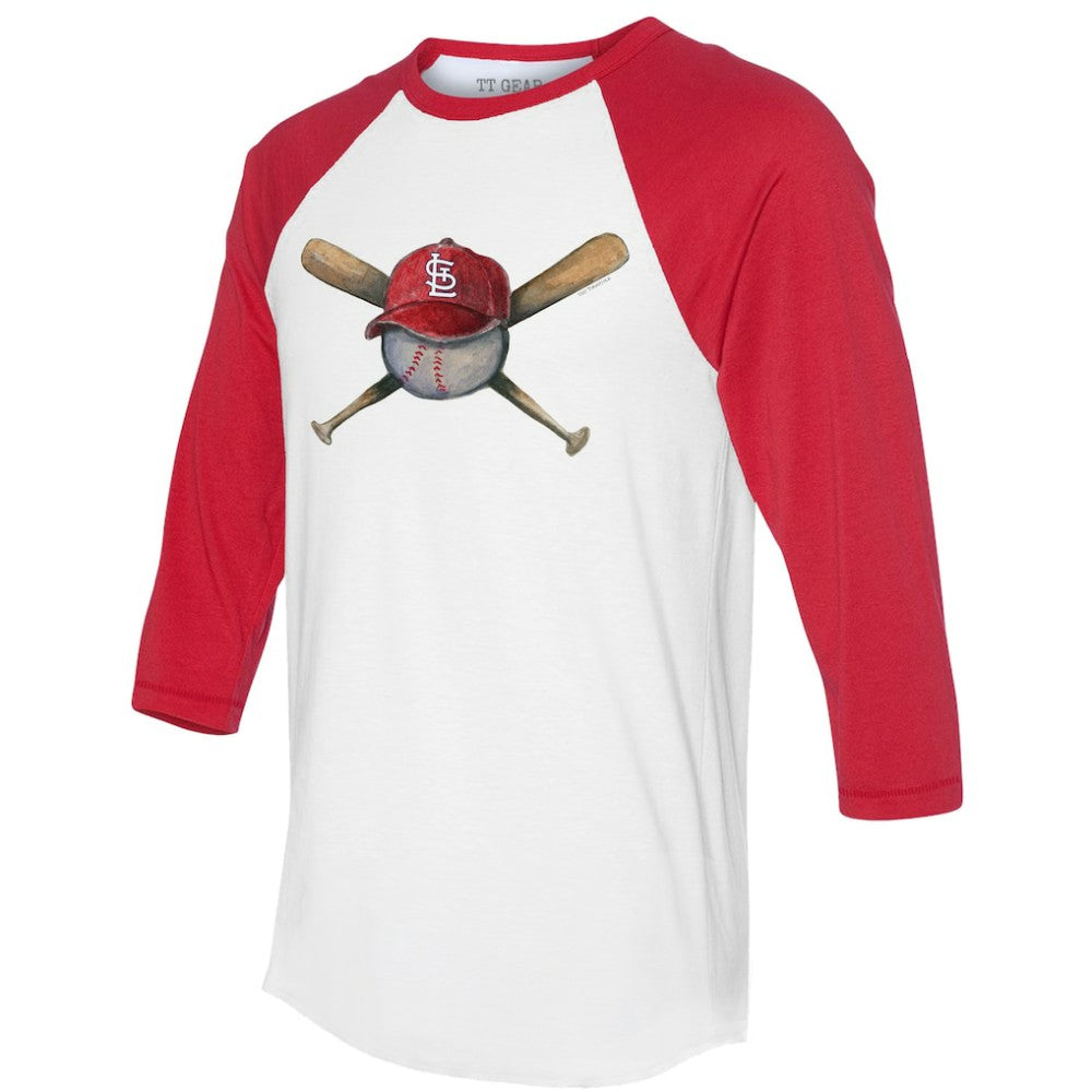 MLB St. Louis Cardinals Tiny Turnip Women's Hat Crossbats 3/4-Sleeve Raglan T-Shirt