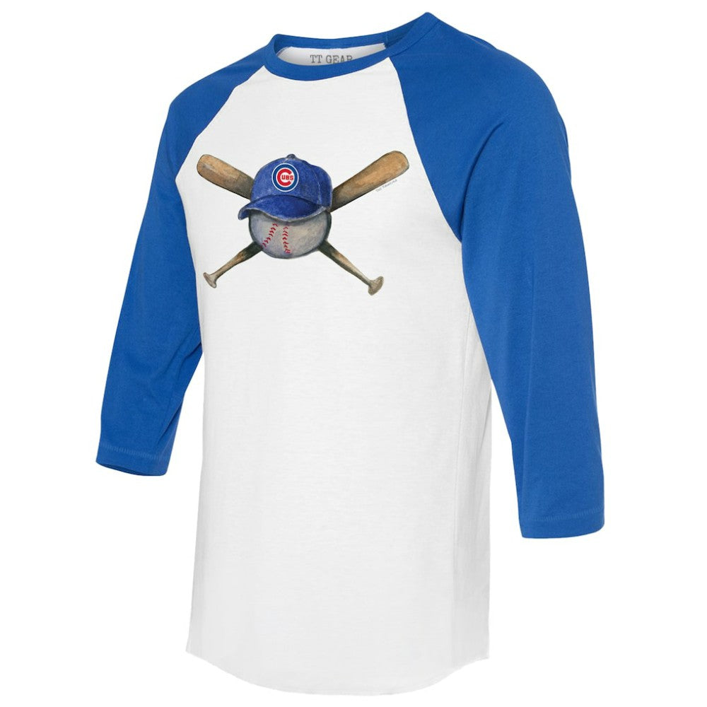 MLB Chicago Cubs Tiny Turnip Women's Hat Crossbats 3/4-Sleeve Raglan T-Shirt