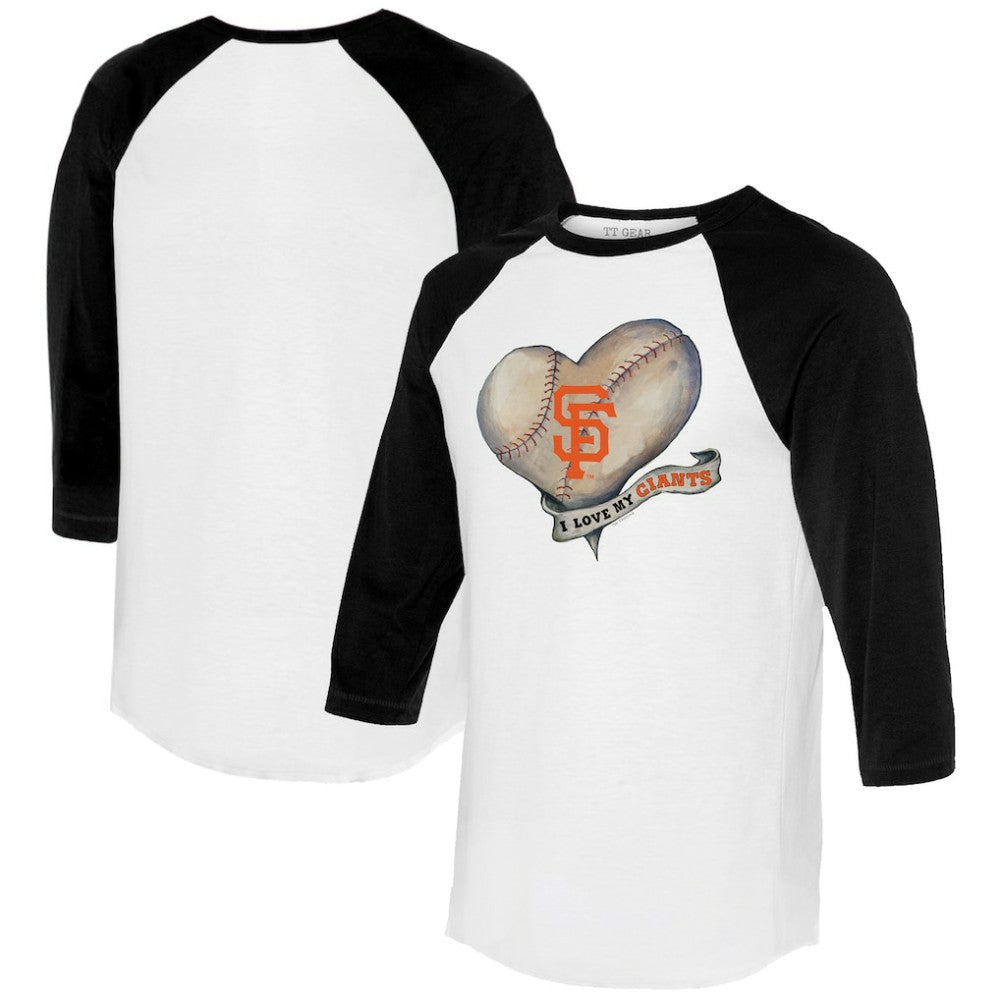 MLB San Francisco Giants Tiny Turnip Women's Heart Banner 3/4-Sleeve Raglan T-Shirt