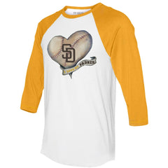 MLB San Diego Padres Tiny Turnip Women's Heart Banner 3/4-Sleeve Raglan T-Shirt
