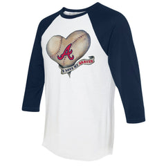 MLB Atlanta Braves Tiny Turnip Women's Heart Banner 3/4-Sleeve Raglan T-Shirt
