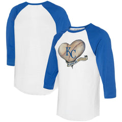 MLB Kansas City Royals Tiny Turnip Women's Heart Banner 3/4-Sleeve Raglan T-Shirt