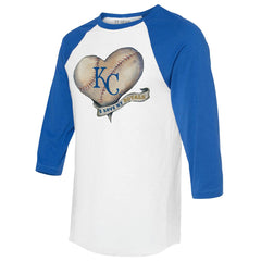 MLB Kansas City Royals Tiny Turnip Women's Heart Banner 3/4-Sleeve Raglan T-Shirt