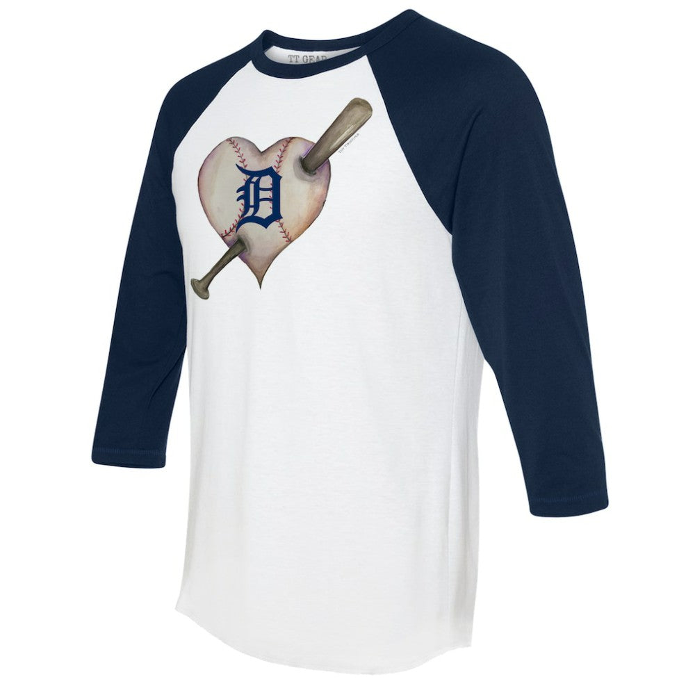 MLB Detroit Tigers Tiny Turnip Women's Heart Bat 3/4-Sleeve Raglan T-Shirt