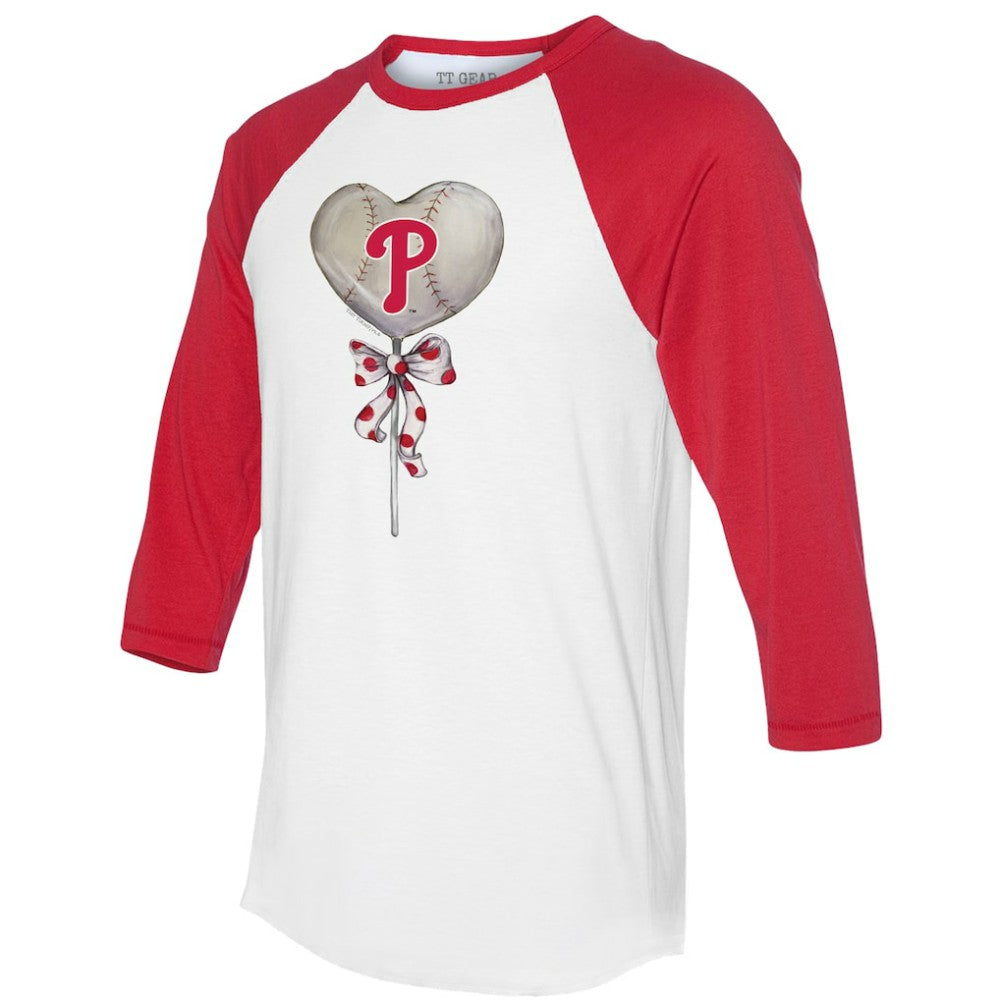 MLB Philadelphia Phillies Tiny Turnip Women's Heart Lolly 3/4-Sleeve Raglan T-Shirt