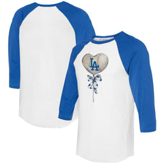 MLB Los Angeles Dodgers Tiny Turnip Women's Heart Lolly 3/4-Sleeve Raglan T-Shirt