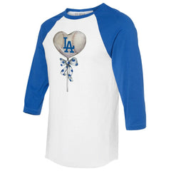 MLB Los Angeles Dodgers Tiny Turnip Women's Heart Lolly 3/4-Sleeve Raglan T-Shirt