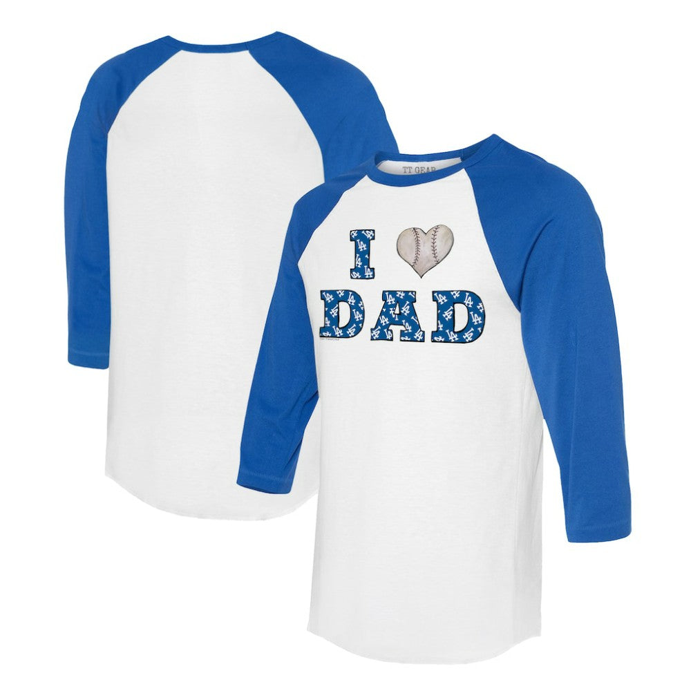 MLB Los Angeles Dodgers Tiny Turnip Women's I Love Dad 3/4-Sleeve Raglan T-Shirt