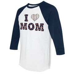 MLB Detroit Tigers Tiny Turnip Women's I Love Mom 3/4-Sleeve Raglan T-Shirt