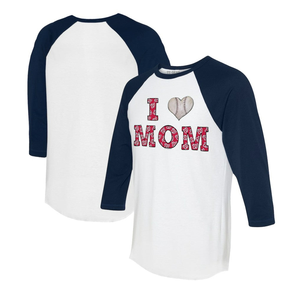 MLB Washington Nationals Tiny Turnip Women's I Love Mom 3/4-Sleeve Raglan T-Shirt