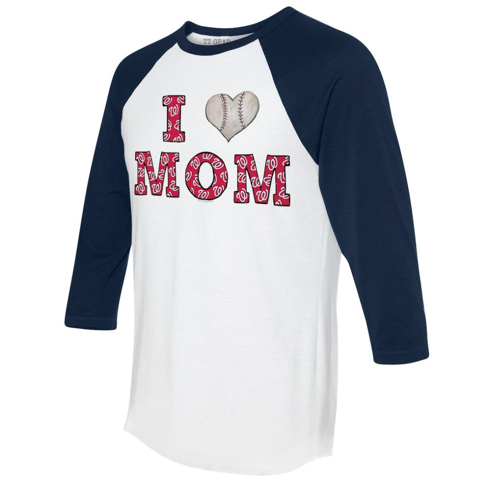 MLB Washington Nationals Tiny Turnip Women's I Love Mom 3/4-Sleeve Raglan T-Shirt
