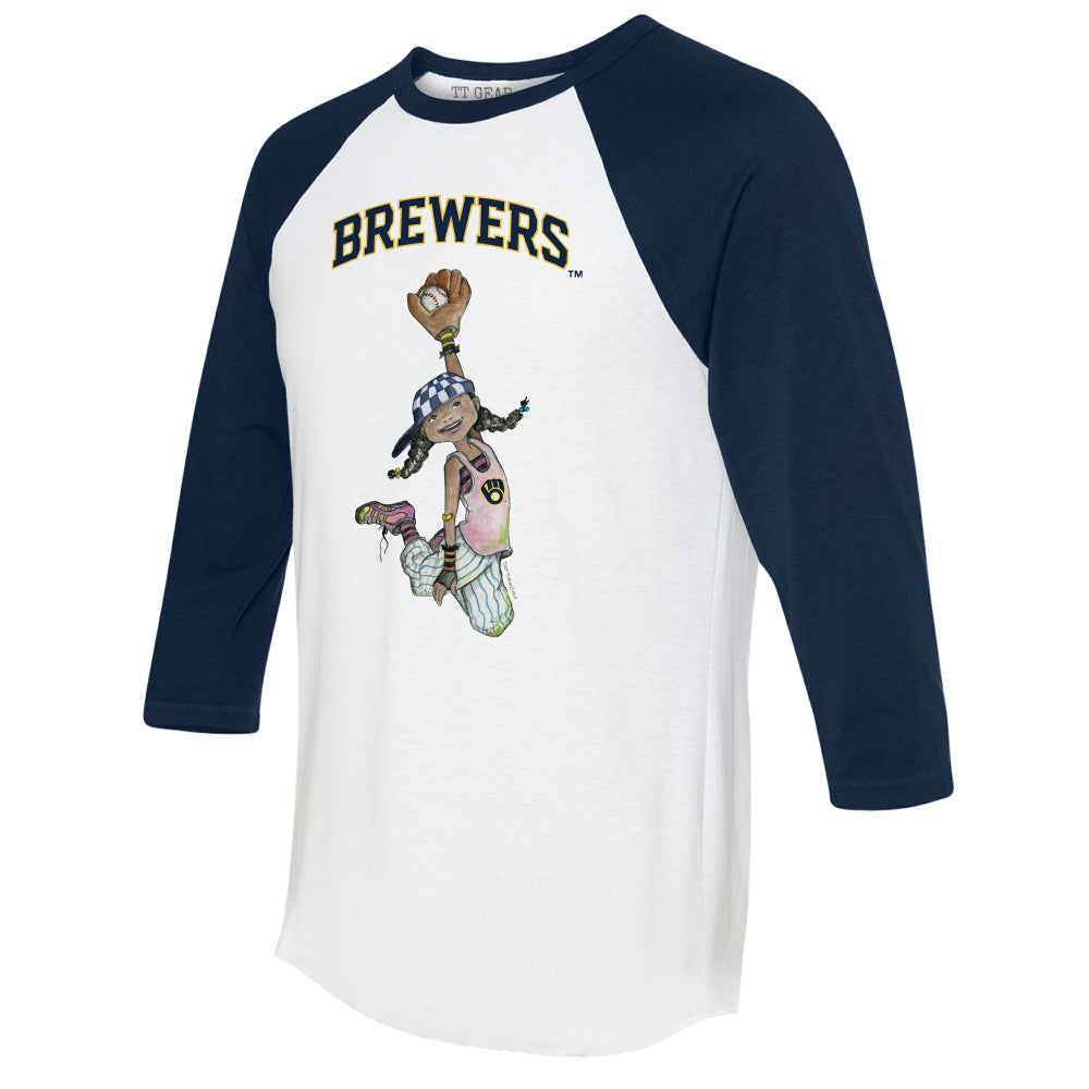 MLB Milwaukee Brewers Tiny Turnip Women's Jada 3/4-Sleeve Raglan T-Shirt